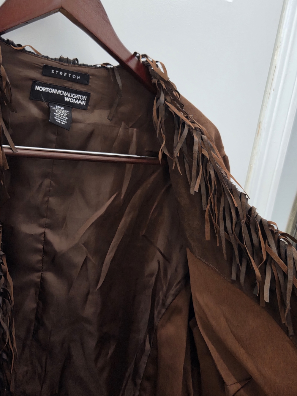 Norton McNaughton Woman Brown Fringe Suede Jacket - Picture 5 of 8